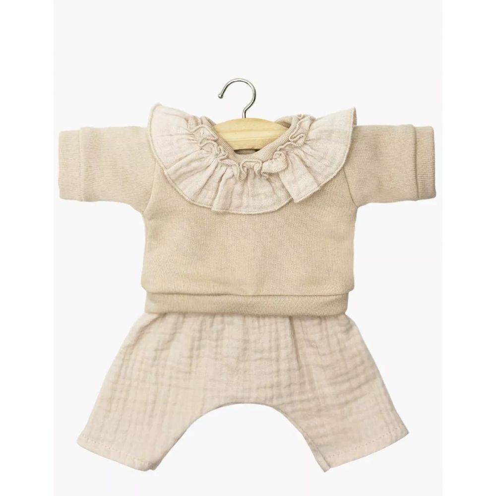 GORDIS - ENSEMBLE MARION AVEC TOP EN MOLLETON A COLLERETTE LIN/MASTIC -Minikane
