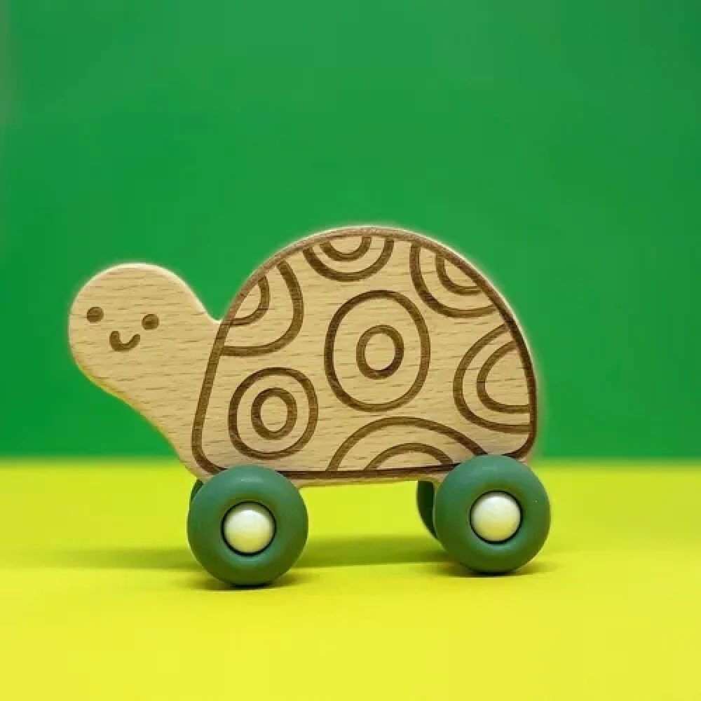 TORTUE EN BOIS ET SILICONE VERT -Petikids