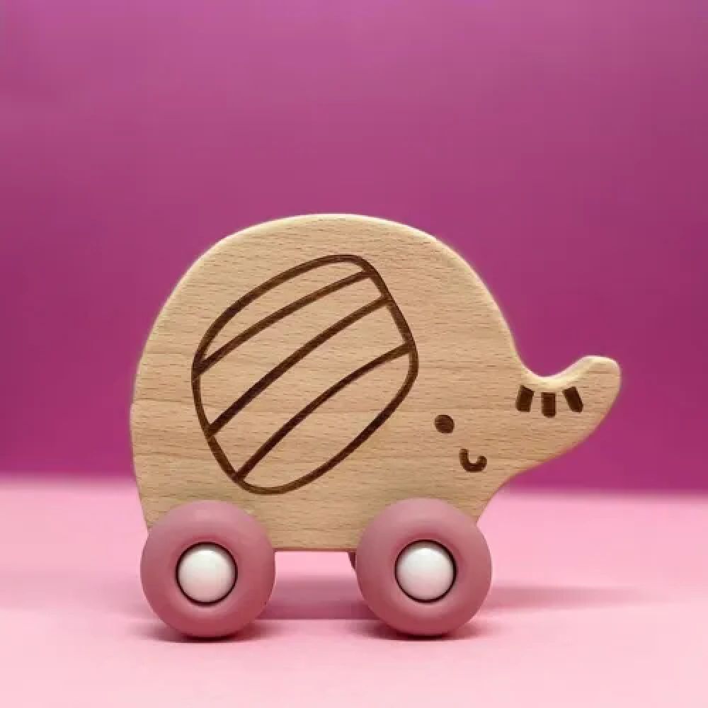 ELEPHANT EN BOIS ET SILICONE ROSE -Petikids