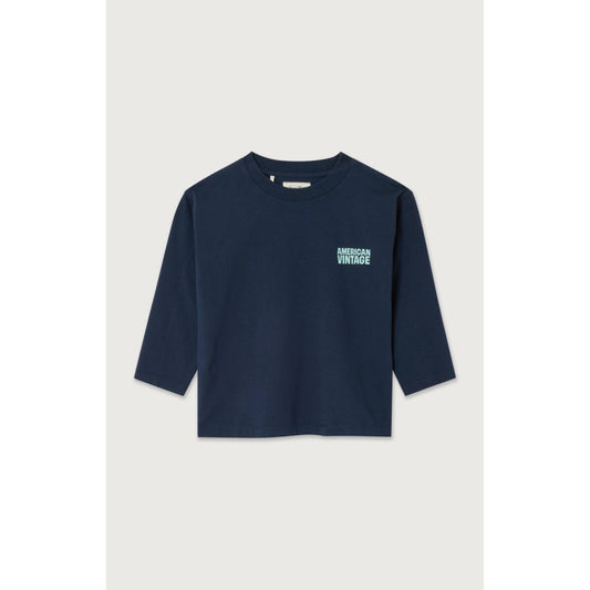 T-SHIRT AMPLE ML COL ROND - NAVY 3-6 -American Vintage