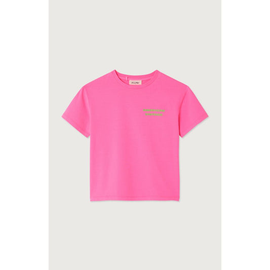 T-SHIRT DROIT MC COL ROND IMPRIME - ROSE FLUO 7+ -American Vintage
