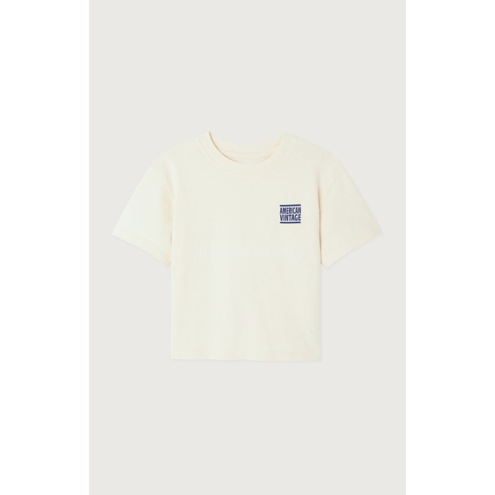 T-SHIRT MI-LONG DROIT MC COL ROND YKOBOW - ECRU 7+ -American Vintage