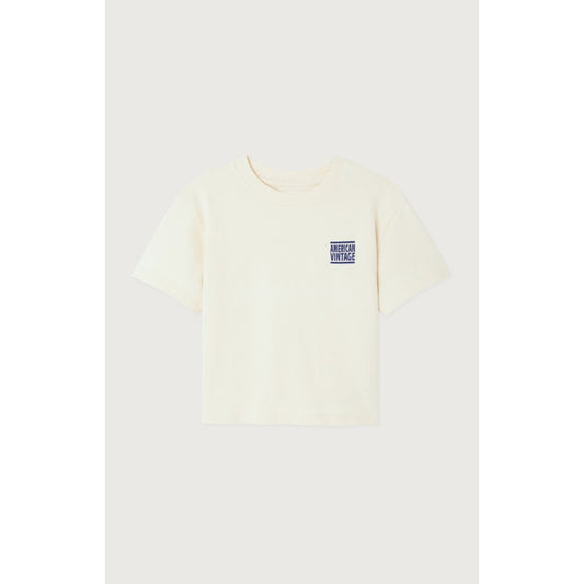 T-SHIRT MI-LONG DROIT MC COL ROND YKOBOW - ECRU 7+ -American Vintage