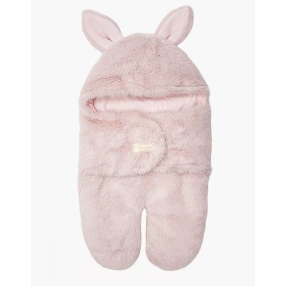 CHANCELIERE POUSSETTE POUPEE JEANNOT EN FAUSSE FOURRURE ROSE -Minikane
