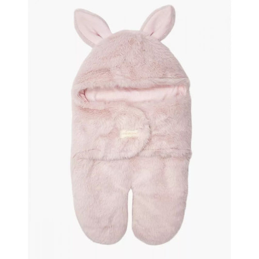 CHANCELIERE POUSSETTE POUPEE JEANNOT EN FAUSSE FOURRURE ROSE -Minikane