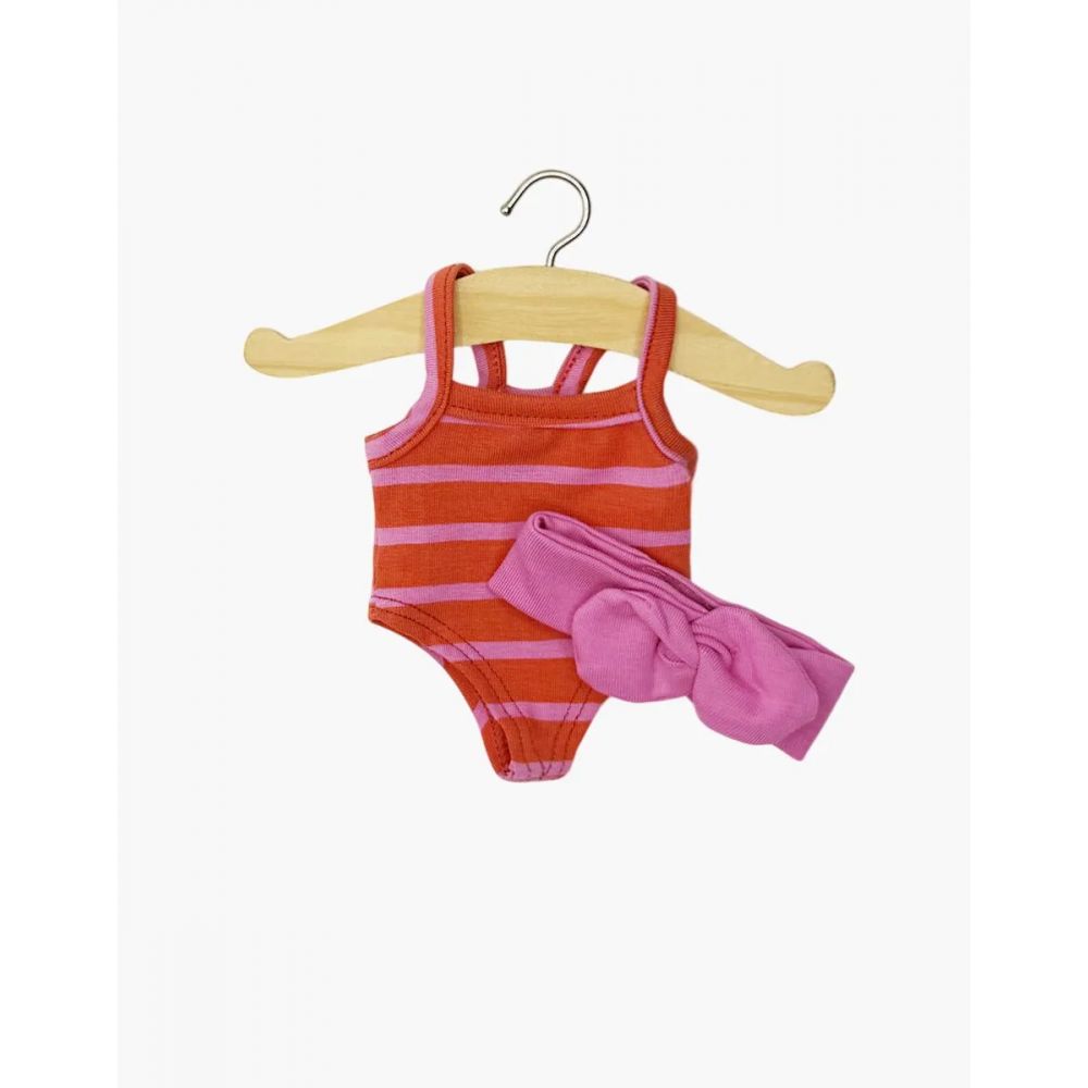 MINI PANCHA - BODY RAYE ROSE/TANGERINE ET SON HEADBAND -Minikane