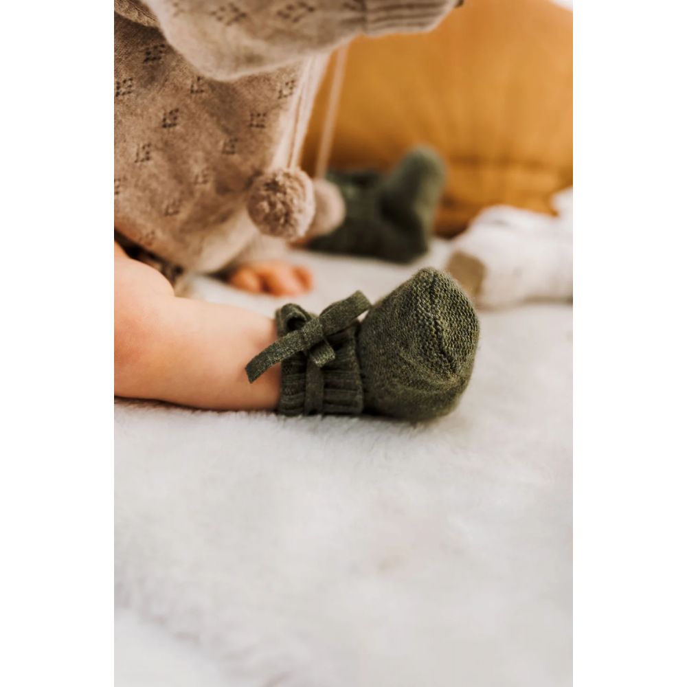 CHAUSSONS BEBE EN CACHEMIRE - ANDREA KAKI -Luno Tricot