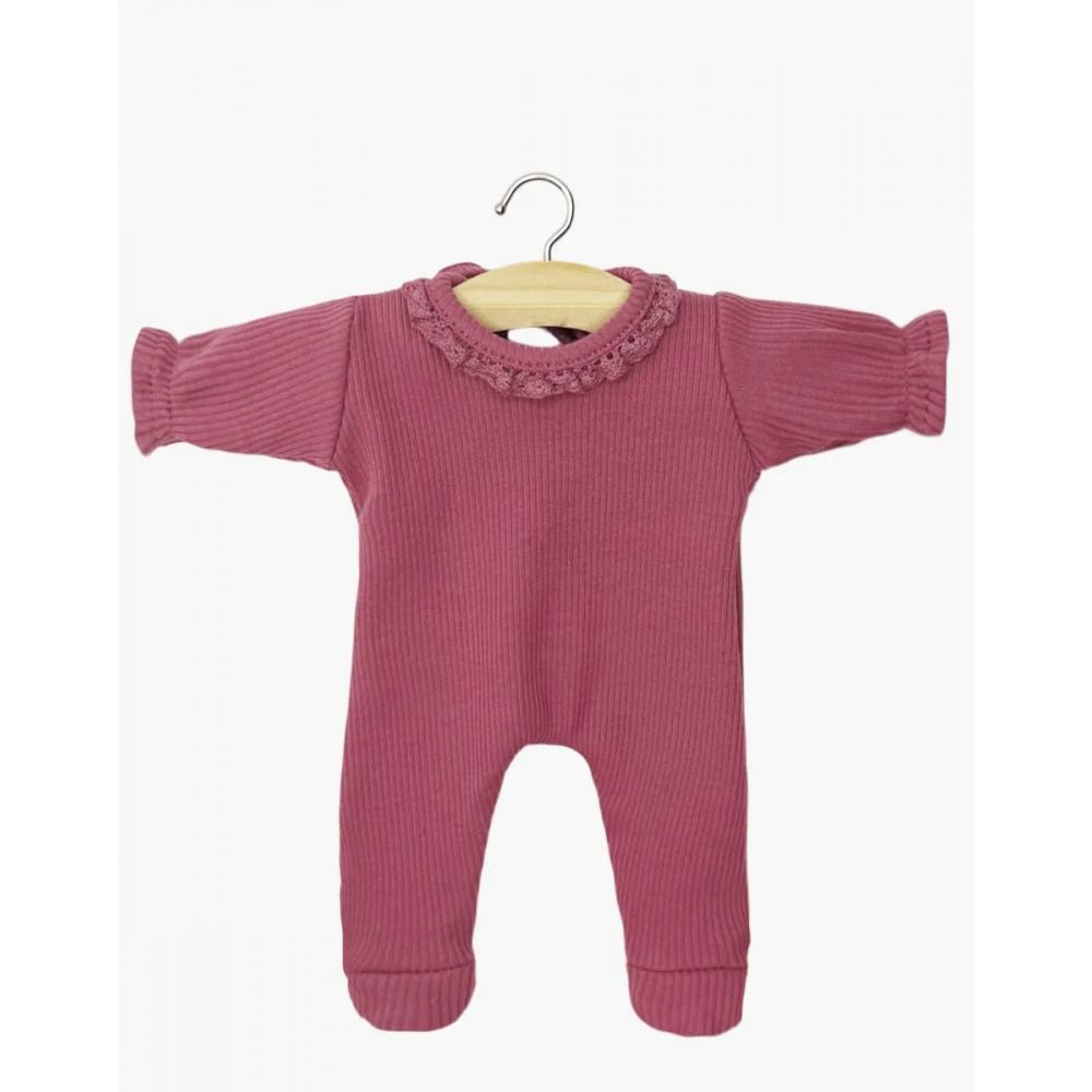 BABIES - DORS BIEN CAMILLE EN MAILLE COTELEE FRAMBOISE AVEC DENTELLE -Minikane