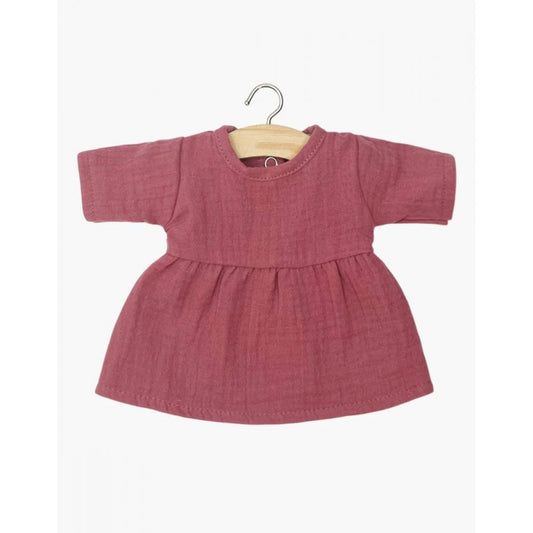 GORDIS - ROBE FAUSTINE MANCHES LONGUES EN GAZE DE COTON FRAMBOISE -Minikane