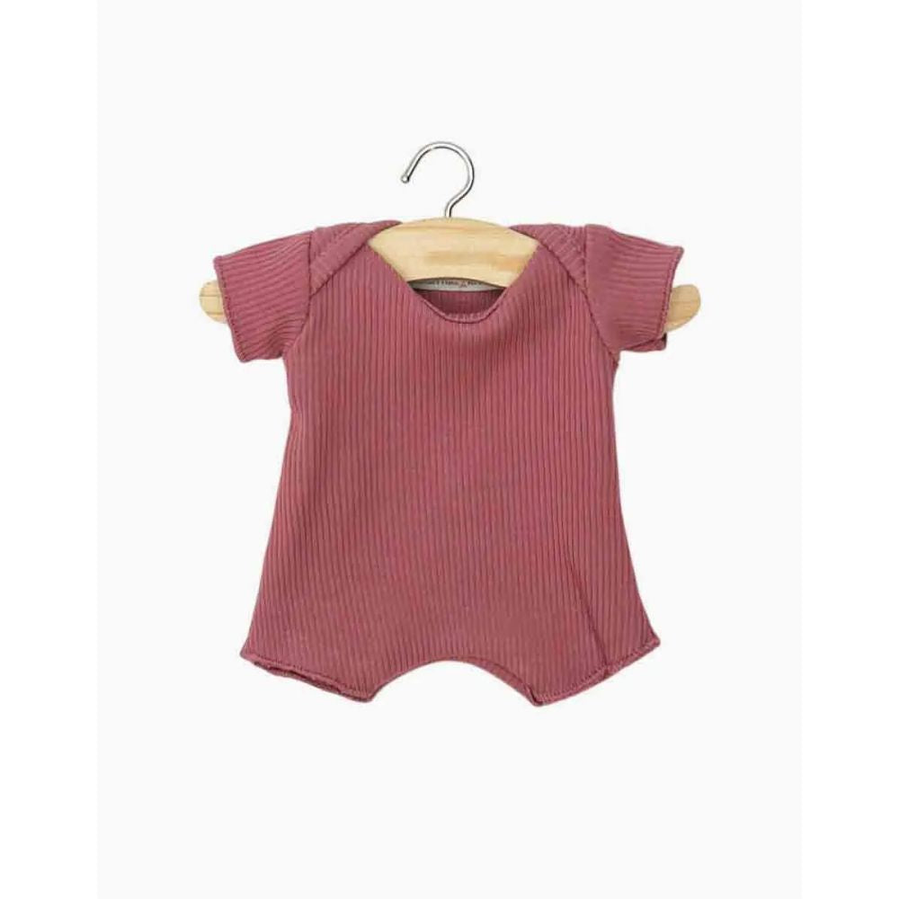 BABIES - BODY SHORTY EN MAILLE COTELEE FRAMBOISE -Minikane