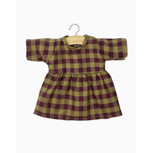 GORDIS - ROBE FAUSTINE MANCHES LONGUES FLANELLE VICHY OLIVE -Minikane