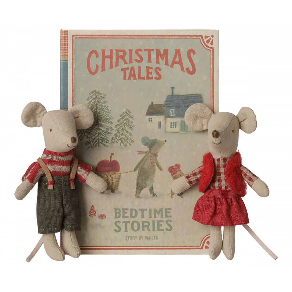 SOURIS DE NOEL - JUMEAUX PETITE SOEUR ET PETIT FRERE DANS LEUR COFFRET LIVRE -Maileg