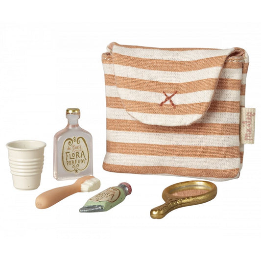 TROUSSE DE TOILETTE - SOURIS - RAYE ROUGE -Maileg