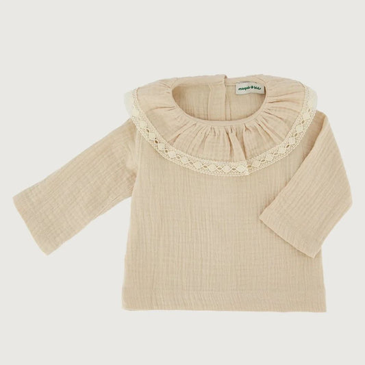 BLOUSE  COL DENTELLE LISANDRA BISCUIT  -Maquis & Kids