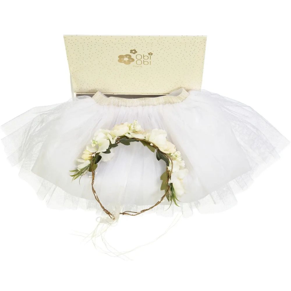 TUTU ET COURONNE DE FLEURS VIOLINE -Obi-Obi